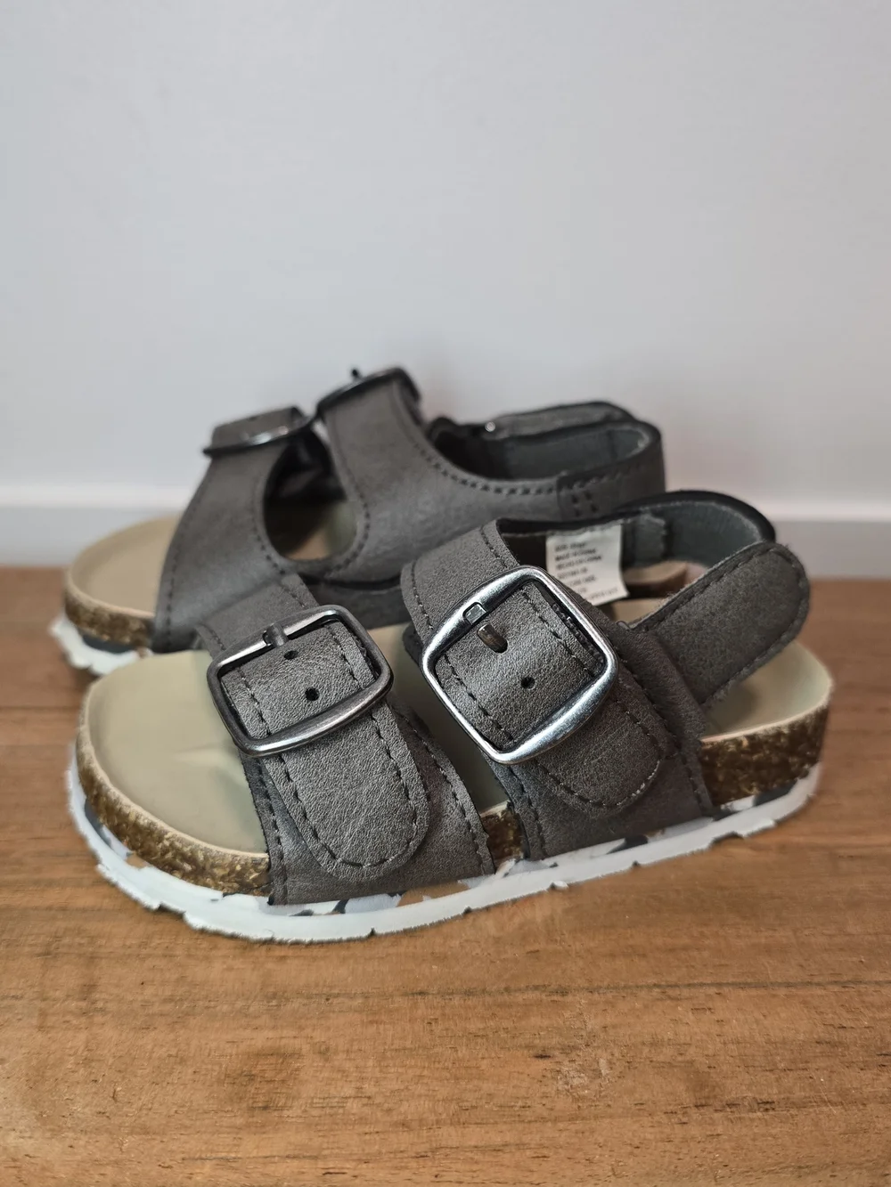 GAP Dark Gray Double-Buckle Cork-Style Kids Sandals